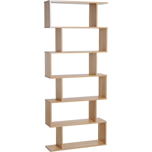 HOMCOM Bücherregal Wandregal Raumteiler Eckregal Standregal Aktenregal 6 Fächer Eiche L80 x B23 x H192 cm Aosom