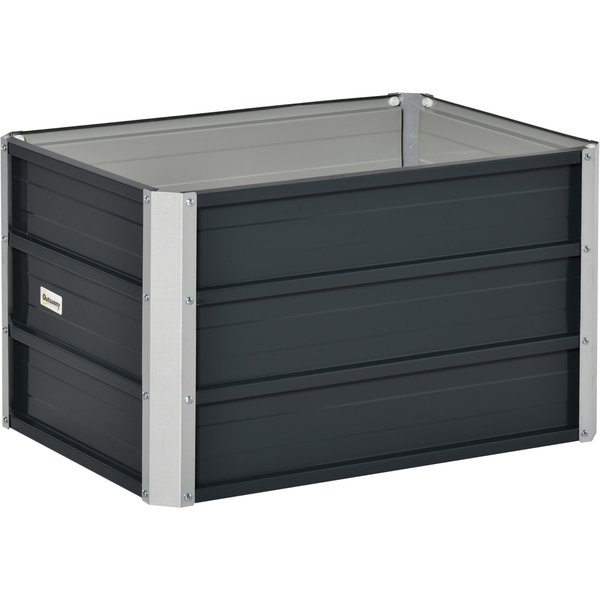Outsunny Carré Potager Lit De Jardin SuréLevé En Acier Galvanisé Fond Ouvert Conception Extra Profonde 66 X 47 X 40 Cm Gris Foncé-image