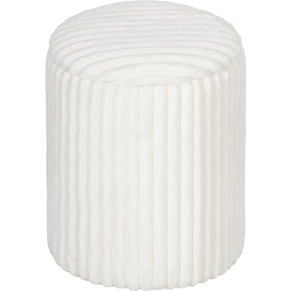 HOMCOM Sitzhocker mit Stauraum, Runder Hocker mit Wendemultifunktionsdeckel, Marmortextur Polsterhocker mit Cord-Optik, Moderner Beistelltisch für Wohnzimmer, Schlafzimmer, 35x35x45 cm Weiß Aosom