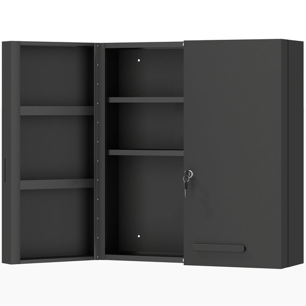 kleankin Medizinschrank, abschließbarer Medikamentenschrank mit 2 Türen und 6 Regalen, Erste-Hilfe-Schrank für Küche, Flur, Wohnzimmer, Stahl, 55 x 18 x 60 cm, Anthrazit Schwarz Aosom