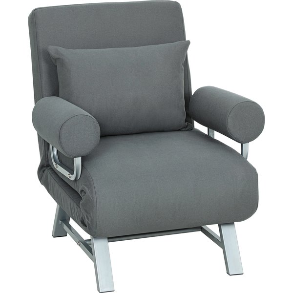 Homcom Fauteuil-Lit 3 En 1 Avec Dossier RéGlable Sur 5 Positions, En Tissu Effet Lin, 73X78X81 Cm, Gris Foncé-image