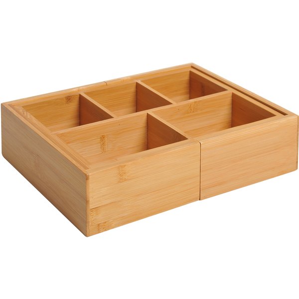 HOMCOM Aufbewahrungsbox Ordnungsbox Schubladen, Organizer ausziehbar, Bambus, Natur, 24,6 x 17,6 x 7 cm Aosom