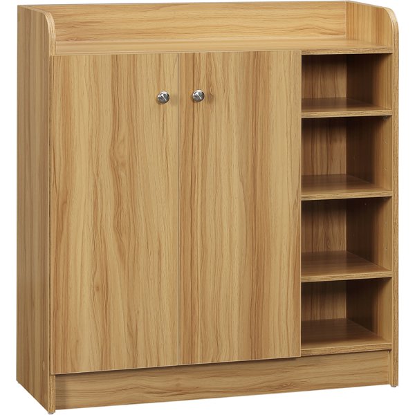 Homcom Meuble De Rangement à Chaussures Pour EntréE Avec 4 Compartiments Ouverts Et Placard Double Porte - éTagèRe RéGlable-image