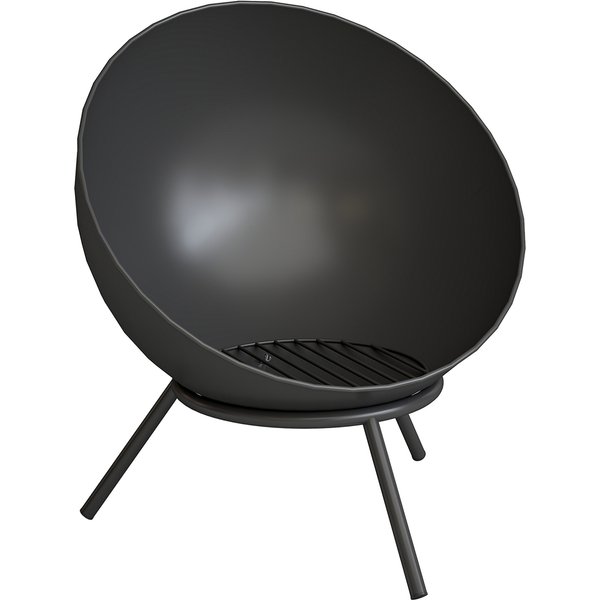 Outsunny Feuerschale 60 x 53 x 66cm verstellbar Feuerstelle mit Schürhaken Kohlegitter Ständer Feuerschalen Feuerkorb für Garten, Balkon Terrasse, Outdoor BBQ Camping Schwarz Aosom