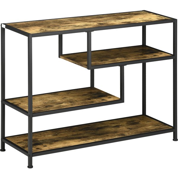 Outsunny Meuble Console Industriel 4 ÉTagèRes Spacieuses Bois Et MéTal Aosom France-image