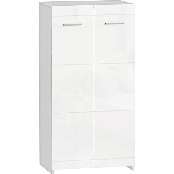 HOMCOM Schuhschrank, Schuhaufbewahrung mit 2 Türen, 5 Ebenen, Flurschrank mit Verstellbaren Ablagen Schuhkommode für 10 Paar Flur, Eingangsbereich 55 x 36 x 108cm, Hochglanz Weiß Aosom