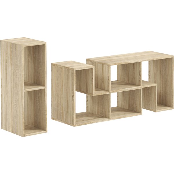 HOMCOM TV Stand for TVs up to 75 Inches, Free Combination TV Unit with Storage Shelves, Extendable Entertainment Centre for Living Room, Grey Oak