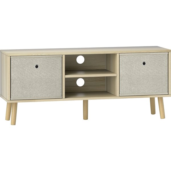 HOMCOM TV Cabinet Stand Unit for TVs up to 50'' with Foldable Drawers, Entertainment Centre for Living Room Natural Aosom UK
