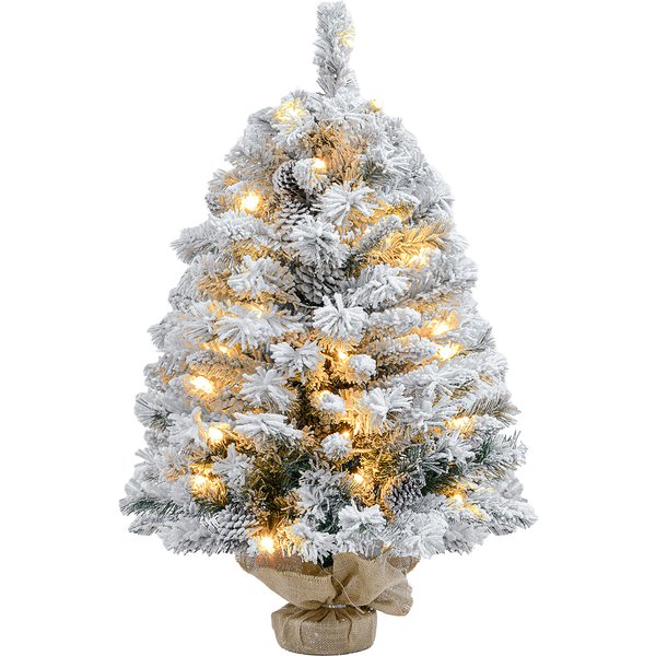 HOMCOM Künstlicher Weihnachtsbaum 90 cm mit 133 Spitzen und 50 warmweißen LED-Lichtern, Betonfuß für festliche Weihnachtsdekoration Aosom.de