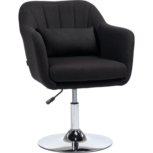 HOMCOM Büro Drehstuhl mit Armlehne, höhenverstellbar, Drehhocker ohne Rollen, für Schlafzimmer, Wohnzimmer, Schwarz Aosom.de