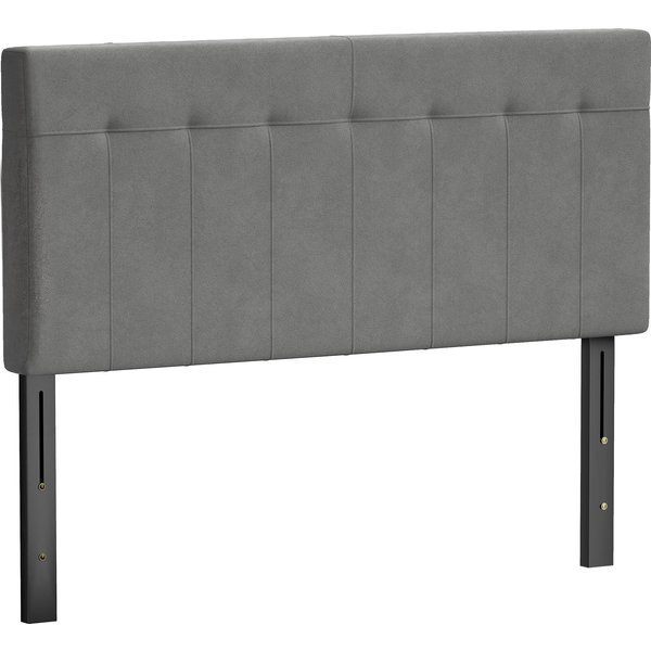 HOMCOM Kopfteil 3-fach höhenverstellbar Bettkopfteil mit Metallbeinen gesteppt Polsterkopfteil mit Samtoptik für Schlafzimmer 140 x 10 x 106/116/126 cm Grau Aosom