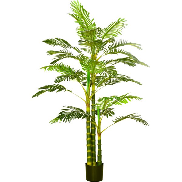 HOMCOM Künstliche Palme 190 cm Kunstpflanze, Plastik künstliche Pflanzen im Topf Kunstpalme, Fake Plant für Wohnzimmer Schlafzimmer Büro Garten moderne Dekoration Geschenk Aosom