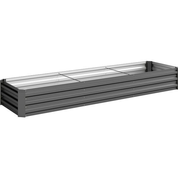 Outsunny Galvanised Raised Bed for Garden, Rectangular Outdoor Elevated Planter Box with Safety Edging and Open Bottom, 240 x 60cm, Grey