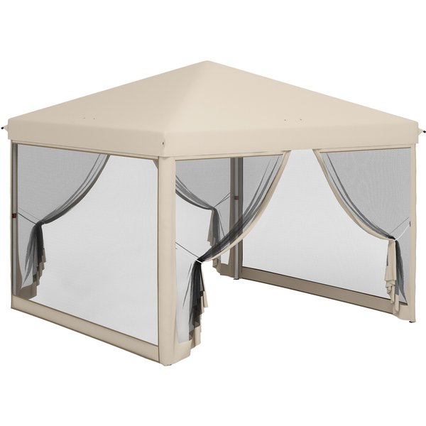 Outsunny Tonnelle Barnum Pliant Pop-Up ImperméAbilisé Style Colonial 3L X 3L X 2,65H M 4 Moustiquaires + Sac De Transport-image