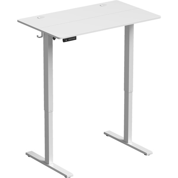 HOMCOM Höhenverstellbarer elektrischer Schreibtisch, 100x60 cm, PC-Schreibtisch mit 3 Höhen-Speichern, LED-Display, Kabelführungen und Haken, Tisch für Büro/Arbeitszimmer/Schlafzimmer, Weiß Aosom