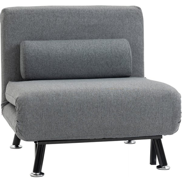 Homcom Fauteuil Convertible 3 En 1 Chauffeuse Lit 1 Place Avec Coussin Gris-image