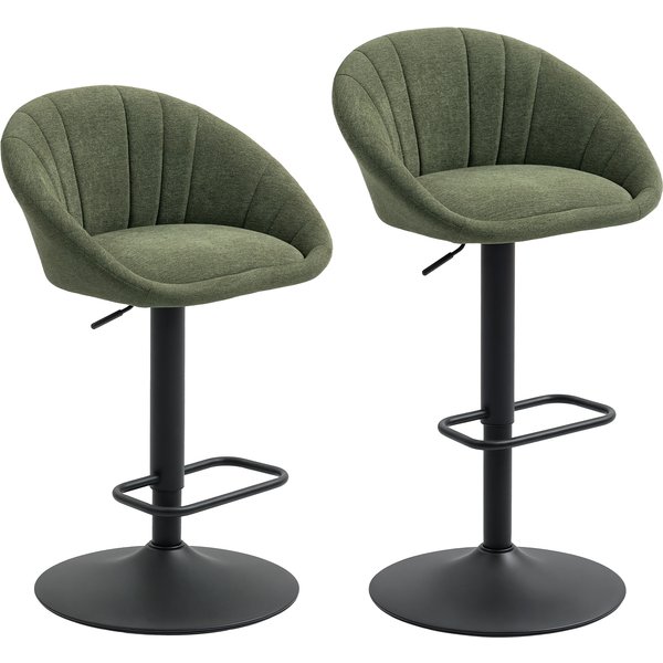 HOMCOM Set of Two Relaxed Tub Bar Stools - Dark Green