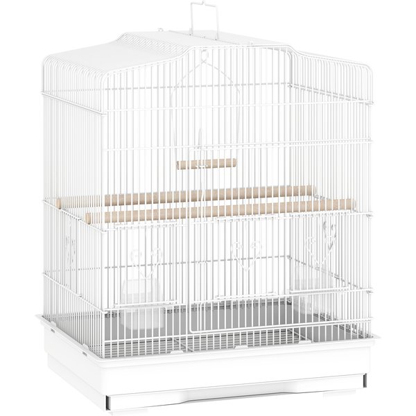 PawHut Vogelkäfig Vogelhaus Vogelvoliere Wellensittich Vogelbauer mit ausnehmbarer Bodenschale Weiß 46,5 x 36 x 59 cm Aosom