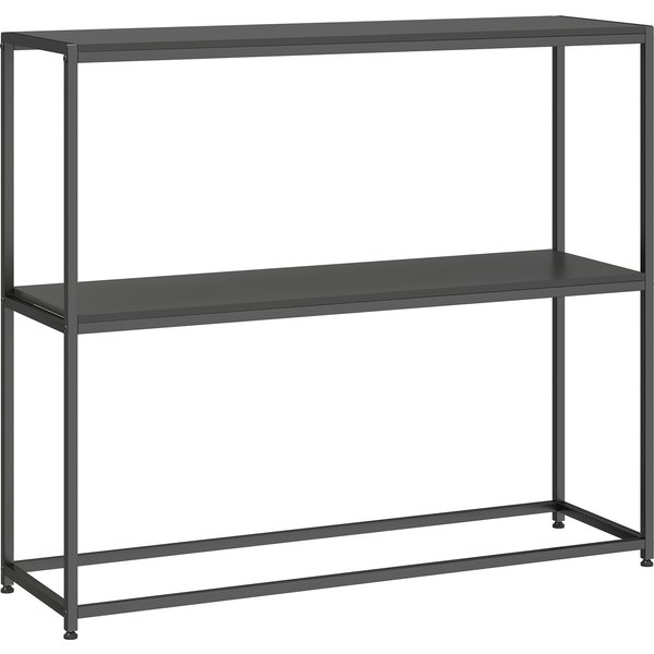 Homcom Table Console En Acier 2 ÉTagèRes Design Moderne Pour Salon EntréE Couloir 100 X 30 X 87 Cm Noir-image