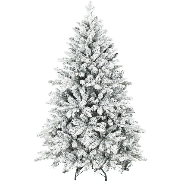 Homcom Sapin De NoëL Artificiel Floqué De Neige 150 Cm, Arbre De NoëL Avec 768 Branche, Support En MéTal Pliable, Vert-image