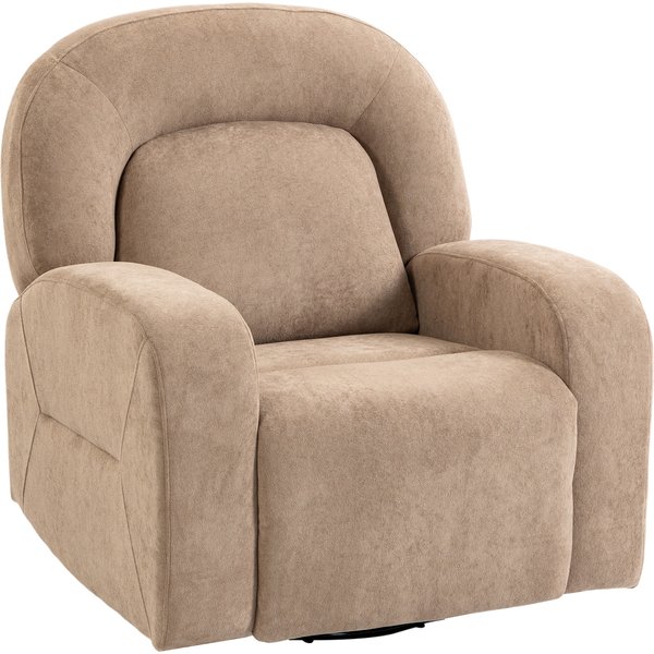 HOMCOM Relaxsessel, 360° Drehbarer Fernsessel mit Schaukel- und Liegefunktion, Wolken Plüsch Samt, Liegesessel mit Breitem Sitz, für Kleine Räume, Wohnzimmer, Schlafzimmer, Khaki Aosom