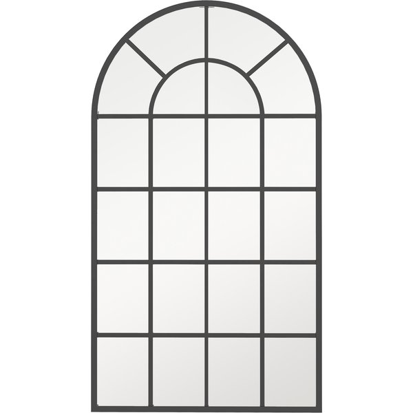 Homcom Miroir VerrièRe Arche Style Industriel FenêTre Arcade MéTal 110 X 62 Cm Noir-image