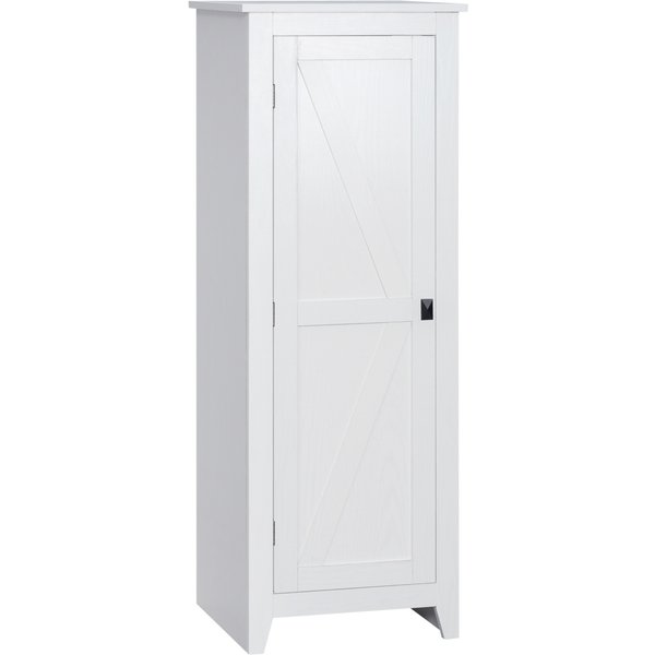 Homcom Meuble Salle De Bain Armoire De Cuisine Compacte Style Classique Avec 3 éTagèRes RéGlables En Hauteur Mdf Blanc Aosom France-image