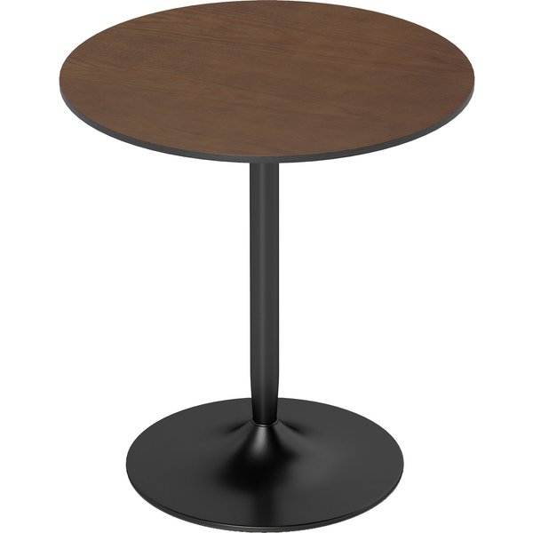 Homcom Table à Manger Ronde 70 Cm Pour 2 Personnes Avec Plateau En Placage De Bois Massif Et PiéTement En Acier Marron-image