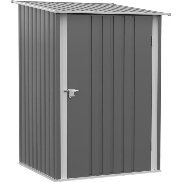 Outsunny Abri En MéTal Abri Jardin MéTal En TôLe D'acier OnduléE 1M² Avec Porte Verrouillable - Remise Pour Outils 1X1.03X1.6 M, Gris Aosom France-image