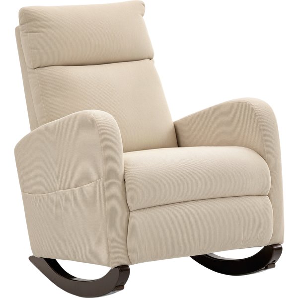 HOMCOM Corduroy Rocking Armchair - Beige