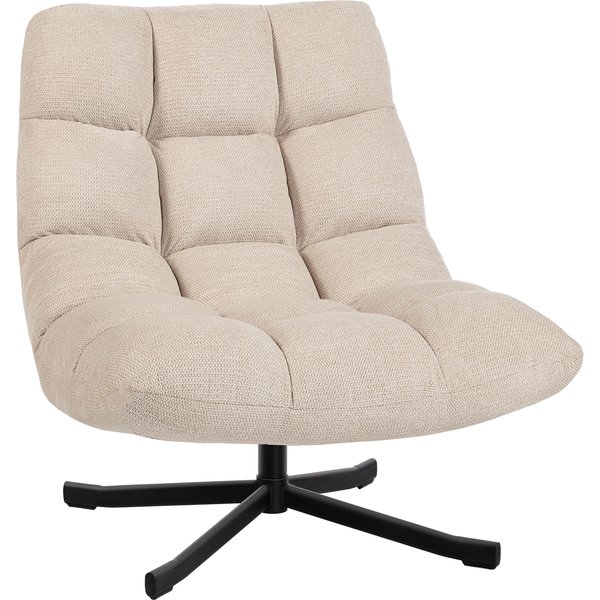 Homcom Fauteuil Salon Sans Accoudoirs, Chaise Pivotante En Tissu Chenille ImperméAble, Assise Large, 75 X 95 X 90 Cm, CrèMe-image