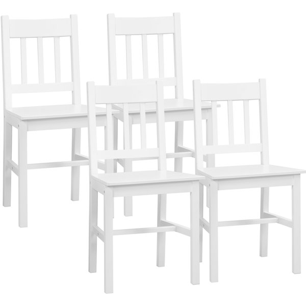 HOMCOM Esszimmerstuhl 4er Set Moderne Küchenstühle mit Rückenlehne, Kiefernholz, Weiß, Ideal für Küche & Wohnzimmer Aosom
