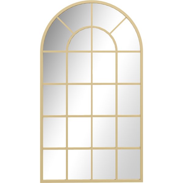Homcom Miroir VerrièRe Arche Style Industriel FenêTre Arcade MéTal 110 X 65 Cm Doré-image