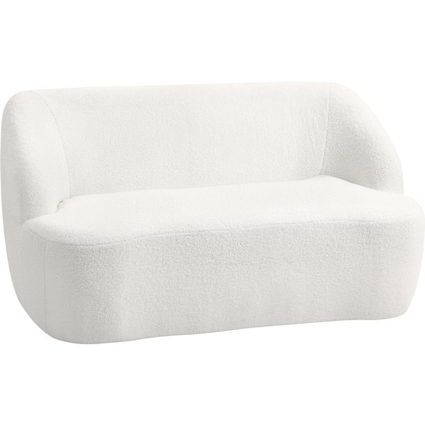 HOMCOM Sofa 2-Sitzer 142 cm Couch Polstersofa mit Armlehne, geschwungenem Design, Modernes Doppelsofa mit Viles-Optik, Loungesofa für Wohnzimmer, Keine Montage erforderlich Cremeweiß Aosom