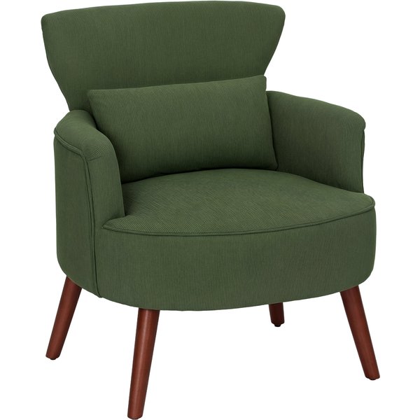 HOMCOM Sessel Ohrensessel mit Armlehnen, Loungesessel mit Kissen Armlehnensessel mit Cordoptik, Relaxsessel Polstersessel Lesesessel Einzelsofa für Wohnzimmer, Schlafzimmer, Grün Aosom