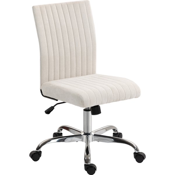 Homcom Chaise De Bureau Sans Accoudoirs, Fauteuil De Bureau, Hauteur RéGlable Et Pivotant 360°, 43 X 56 X 78-88 Cm, CrèMe-image