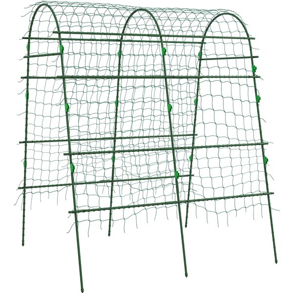 Outsunny Rankgitter Rankhilfe für Kletterpflanzen verstellbares Spalier Pflanzengitter mit Netz Pflanzengerüst für Garten Balkon Stahl grün 144 x 167 x 206 cm Aosom.de