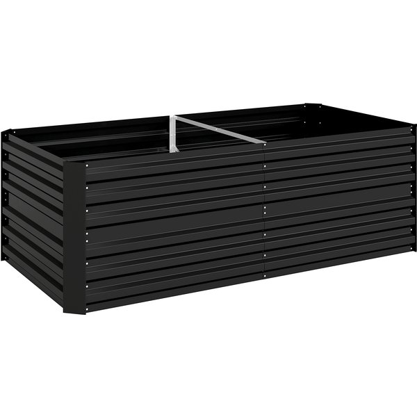 Outsunny Raised Beds for Garden, Galvanised Steel Outdoor Planters with Multi-reinforced Rods, 180 x 90 x 59 cm, Black