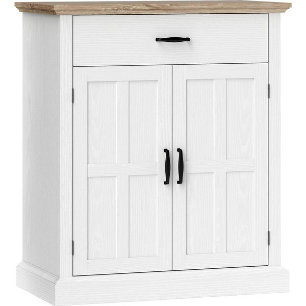 Homcom Buffet Salon Style Moderne Avec Placard à 2 Portes, Tiroir Et éTagèRe RéGlable, 75,2 X 40 X 91,5 Cm, Blanc-image