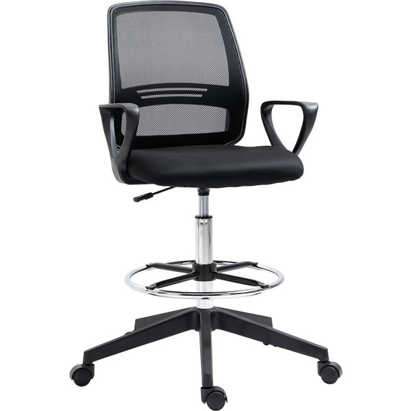 Vinsetto orthopädischer Bürostuhl, 102,5-126 cm höhenverstellbar, ergonomischer Drehstuhl mit Fußstütze, Metall, Schwarz Aosom.de
