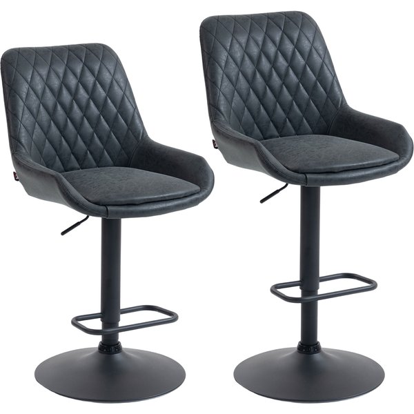 HOMCOM Set of Two Faux Leather Retro Bar Stools - Black
