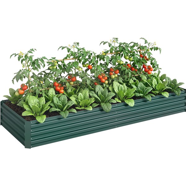 Outsunny Carré Potager De Jardin TôLe D'acier OnduléE Vert Dim. 241 X 90,5 X 30 Cm-image
