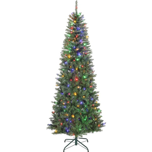 Homcom Sapin De NoëL Artificiel 210 Cm, Arbre De NoëL Fin Avec 350 LumièRes, 1273 Pointes, Support En MéTal Pliable, Vert-image