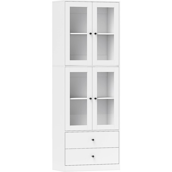 HOMCOM Küchenschrank, Hochschrank mit Schublade, verstellbaren Einlegeböden, Küchenbuffet mit 2 Schrankfächer für Wohnzimmer, Esszimmer, 59 x 30 x 170 cm, Weiß Aosom