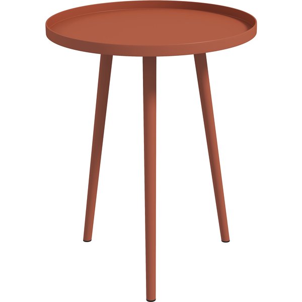 Outsunny Beistelltisch Garten, wetterfester Gartentisch mit erhöhtem Rand, Balkontisch aus Stahl, runder Kaffeetisch 20kg belastbar, Ø40x50H cm, Sofatisch für Outdoor Indoor Balkon Terrasse Rot Aosom