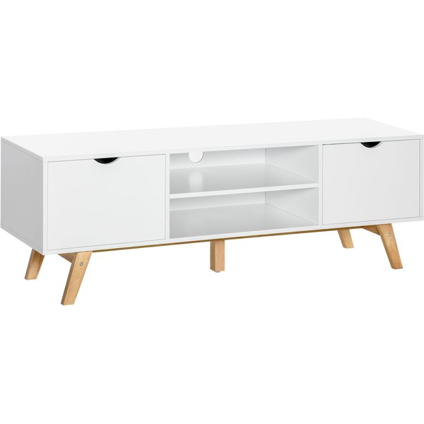HOMCOM TV Schrank, TV-Kommode, Schrankelement mit Schubladen und Offene Regale, MDF, Weiß, 150 x 39 x 50 cm Aosom