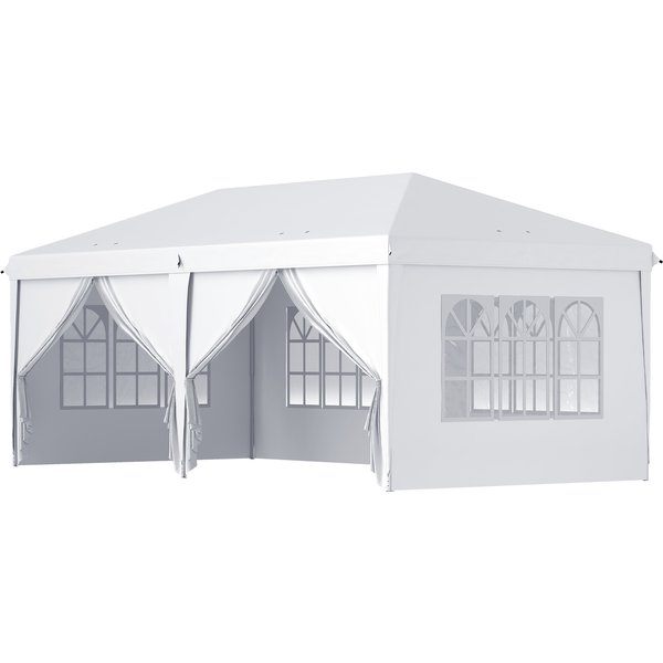 Outsunny Tonnelle Barnum Pliant Pop-Up ImperméAbilisé 6L X 3L X 2,7H M 4 Parois LatéRales Amovibles 4 FenêTres Sac De Transport-image