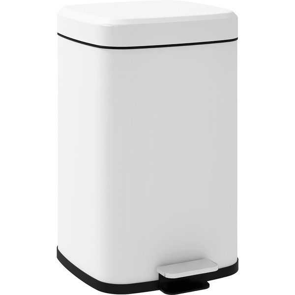 Homcom Poubelle De Cuisine 20L Avec Couvercle à Fermeture Douce Et PéDale, Seau IntéRieur Amovible, 28L X 35L X 45H Cm, Blanc-image