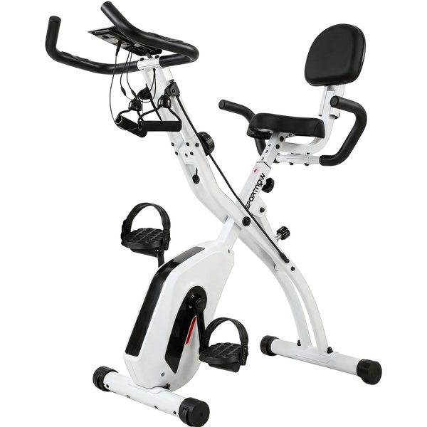 Sportnow VéLo D'appartement Pliable VéLo De Fitness 3 En 1 Silencieux Connecté Kinomap Bluetooth Et Zwift 105X53,5X109Cm Blanc-image