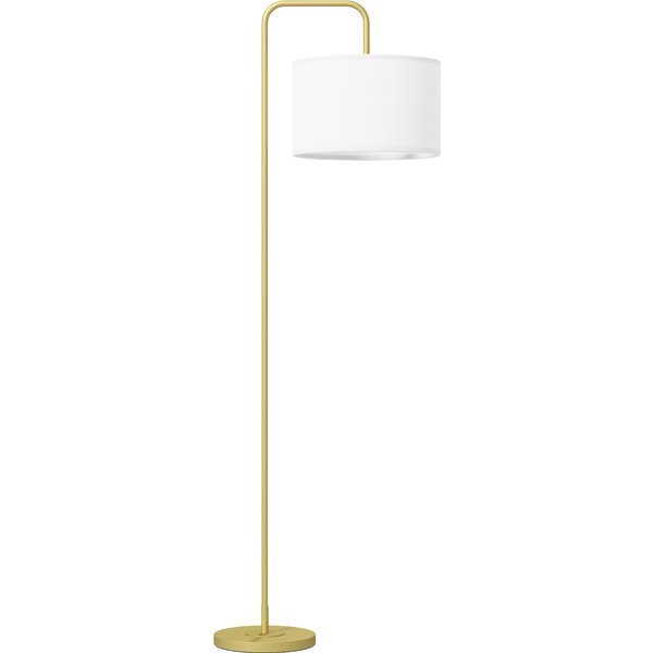 Homcom Lampadaire Sur Pied Salon Style Moderne Avec Abat-Jour Aspect Lin Et Interrupteur à Pied 163,5 Cm Doré Et Blanc-image